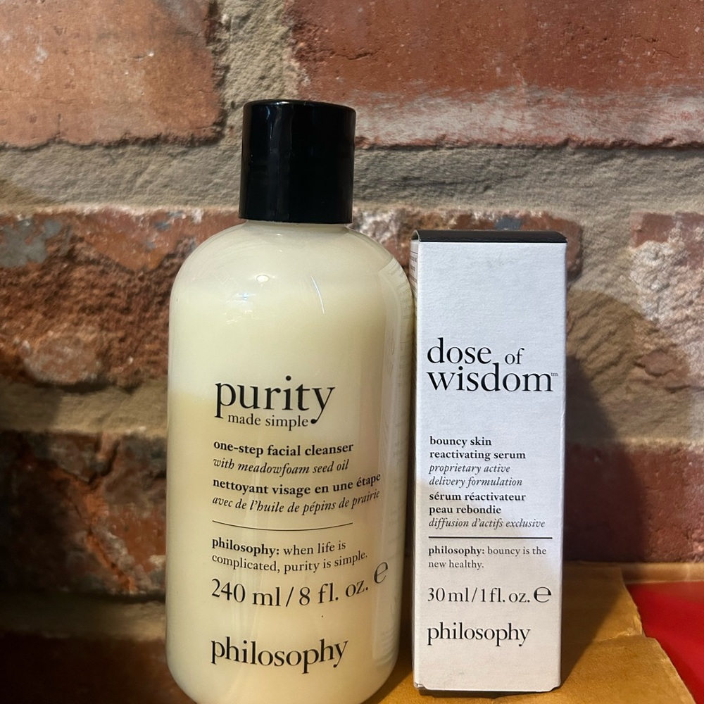 Philosophy Cleanser and DOSE OF WISDOM bouncy skin reactivating serum